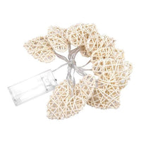 White Cane Rattan Heart -LED Mains Plug Lights - 5 metre long - Romantic Valentines Wedding Decoration Gift
