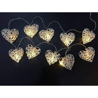 White Cane Rattan Heart -LED Mains Plug Lights - 5 metre long - Romantic Valentines Wedding Decoration Gift