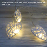 White Cane Rattan Heart -LED Mains Plug Lights - 5 metre long - Romantic Valentines Wedding Decoration Gift