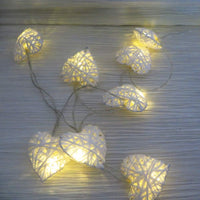 White Cane Rattan Heart -LED Mains Plug Lights - 5 metre long - Romantic Valentines Wedding Decoration Gift