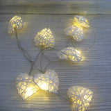 White Cane Rattan Heart -LED Mains Plug Lights - 5 metre long - Romantic Valentines Wedding Decoration Gift