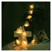 White Cane Rattan Heart -LED Mains Plug Lights - 5 metre long - Romantic Valentines Wedding Decoration Gift