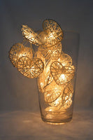 White Cane Rattan Heart -LED Mains Plug Lights - 5 metre long - Romantic Valentines Wedding Decoration Gift