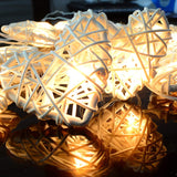 White Cane Rattan Heart -LED Mains Plug Lights - 5 metre long - Romantic Valentines Wedding Decoration Gift