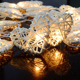 White Cane Rattan Heart -LED Mains Plug Lights - 5 metre long - Romantic Valentines Wedding Decoration Gift