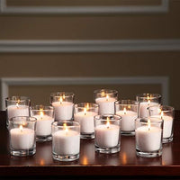 White Wax Votive Table Candle in Clear Glass Holder - 6cm High - wedding party table decoration