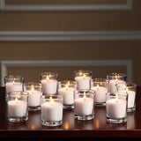 White Wax Votive Table Candle in Clear Glass Holder - 6cm High - wedding party table decoration