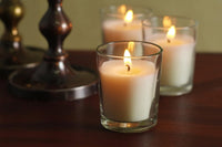 White Wax Votive Table Candle in Clear Glass Holder - 6cm High - wedding party table decoration