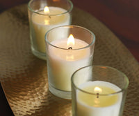 White Wax Votive Table Candle in Clear Glass Holder - 6cm High - wedding party table decoration