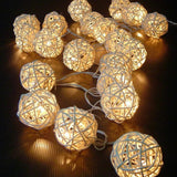 Natural White Cane Wicker Rattan Ball Style -2m Long Battery Powered fairy lights xmas party event table centrepiece decor