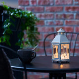 21cm White Metal Tealight Candle Miners Lantern - Indoor Outdoor Decor - Wedding Party Centrepiece