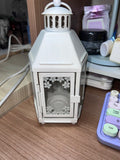 21cm White Metal Tealight Candle Miners Lantern - Indoor Outdoor Decor - Wedding Party Centrepiece