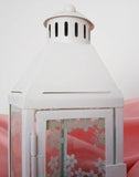 21cm White Metal Tealight Candle Miners Lantern - Indoor Outdoor Decor - Wedding Party Centrepiece