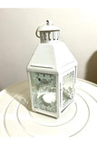 21cm White Metal Tealight Candle Miners Lantern - Indoor Outdoor Decor - Wedding Party Centrepiece