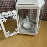 21cm White Metal Tealight Candle Miners Lantern - Indoor Outdoor Decor - Wedding Party Centrepiece
