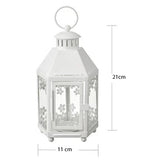 21cm White Metal Tealight Candle Miners Lantern - Indoor Outdoor Decor - Wedding Party Centrepiece