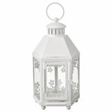 21cm White Metal Tealight Candle Miners Lantern - Indoor Outdoor Decor - Wedding Party Centrepiece