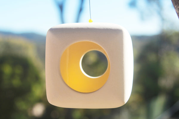 Hanging Candle Holder- Cube - Outdoor/Indoor - Yellow n White - Outdoor garden decor