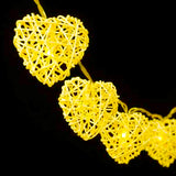Yellow Cane Rattan Heart -LED Mains Plug Lights - 5 metre long - Romantic Valentines Wedding Decoration Gift