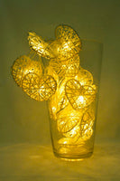 Yellow Cane Rattan Heart -LED Mains Plug Lights - 5 metre long - Romantic Valentines Wedding Decoration Gift