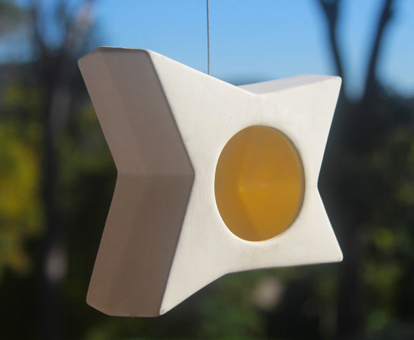 Hanging Candle Holder- Star - Outdoor/Indoor - Yellow n White - Outdoor garden decor