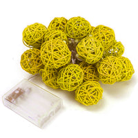 Yellow Natural Cane Wicker Rattan Ball 2m Long Battery Powered fairy lights xmas party event table centrepiece decor