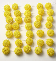 Yellow Natural Cane Wicker Rattan Ball 2m Long Battery Powered fairy lights xmas party event table centrepiece decor