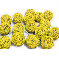 Yellow Natural Cane Wicker Rattan Ball 2m Long Battery Powered fairy lights xmas party event table centrepiece decor