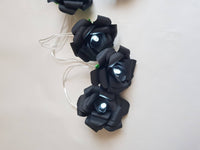 Black roses table decoration or centrepiece - battery powered 2 metre long string fairy lights gothic party
