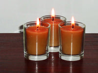 Chocolate Brown Wax Votive Table Candle in Clear Glass Holder - 6cm