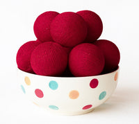All Red Cotton Ball 5cm Ball - 2 Metre Battery Powered -  fairy party room lights xmas decor