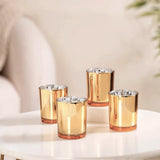 Gold Glass Holder for Votive or TeaLight Candle - Golden Anniversary Xmas Wedding PartyDecor