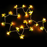 Rich Green Frangipani String Lights - LED Battery Power fairy lights - 5 Metre long - floral party decor gift