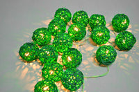 Green Rattan Ball Decorative Party Wedding LED Lights Decor - 10 metre long with 100 bulb/balls Xmas decorations