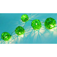 Green Rattan Ball Decorative Party Wedding LED Lights Decor - 10 metre long with 100 bulb/balls Xmas decorations