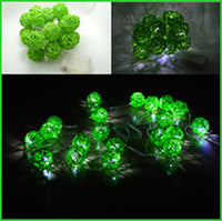Green Rattan Ball Decorative Party Wedding LED Lights Decor - 10 metre long with 100 bulb/balls Xmas decorations