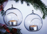 12cm Hanging Clear Glass Candle Holder- Ball - Outdoor or Indoor Event Decoration