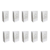 Happy Birthday White Tealight Candle Lantern Paper Party Safe Bag - 10 Pack