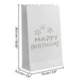 Happy Birthday White Tealight Candle Lantern Paper Party Safe Bag - 10 Pack