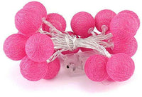 Hot Pink Cotton Ball Mix, 5cm Balls - 5 metre Long Battery Powered Wire String -   girls hen bedroom party event lights
