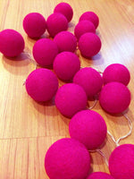 Hot Pink Cotton Ball 5cm - Mains Power- 5m with 30 LED Bulb fairy light string Bedroom Night Light Decor Girls Party