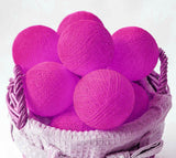 Hot Pink Cotton Ball Mix, 5cm Balls - 5 metre Long Battery Powered Wire String -   girls hen bedroom party event lights
