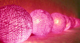 Hot Pink Cotton Ball 5cm - Mains Power- 5m with 30 LED Bulb fairy light string Bedroom Night Light Decor Girls Party