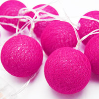 Hot Pink Cotton Ball Mix, 5cm Balls - 5 metre Long Battery Powered Wire String -   girls hen bedroom party event lights