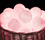 Pale Pastel Baby Pink Cotton Ball 5cm - Mains Power- 5m with 30 LED Bulb fairy light string Bedroom Night Light Decor Party