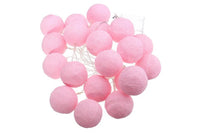 Pastel pale Pink Cotton Ball Mix, 5cm Balls - 5 metre Long Battery Powered Wire String -   birthday xmas party event night lights