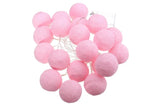 Pastel pale Pink Cotton Ball Mix, 5cm Balls - 5 metre Long Battery Powered Wire String -   birthday xmas party event night lights