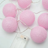 Pastel pale Pink Cotton Ball Mix, 5cm Balls - 5 metre Long Battery Powered Wire String -   birthday xmas party event night lights