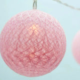 Pastel pale Pink Cotton Ball Mix, 5cm Balls - 5 metre Long Battery Powered Wire String -   birthday xmas party event night lights