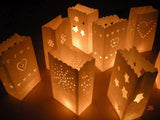 Large Heart of Hearts White Lantern Candle Paper Bags - Garden Wedding Decoration - 10 Pack